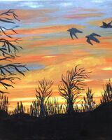 Sunset with crows