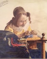 The Lacemaker, about 1670, after Johannes Vermeer