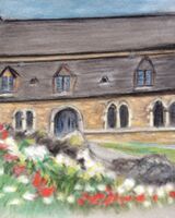 11. Oakham Castle with Spring Flowers. Colin Bath. Pastel