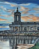 17. Normanton Church at sunset (MAY). Janet Rogers. Pastel