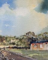 25. Egleton Church (OCTOBER). Trevor Brown. Watercolour and Gesso