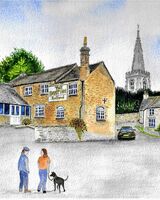 19. South Luffenham Village Centre with The Boot Inn. Wendy Munro. Watercolour
