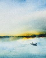 21. Lone Fisherman on Rutland Water, semi abstract