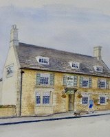 OCTOBER The Fox, North Luffenham. Watercolour by Wendy Munro