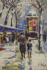 Paris street scene, winter 1