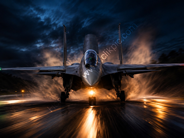 SU-30 - landing in a storm.