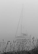 FOGBOUND YACHT IN GOODWICK HARBOUR