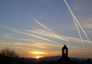 FISHGUARD SKIES AT SUNRISE, WITH CONTRAILS