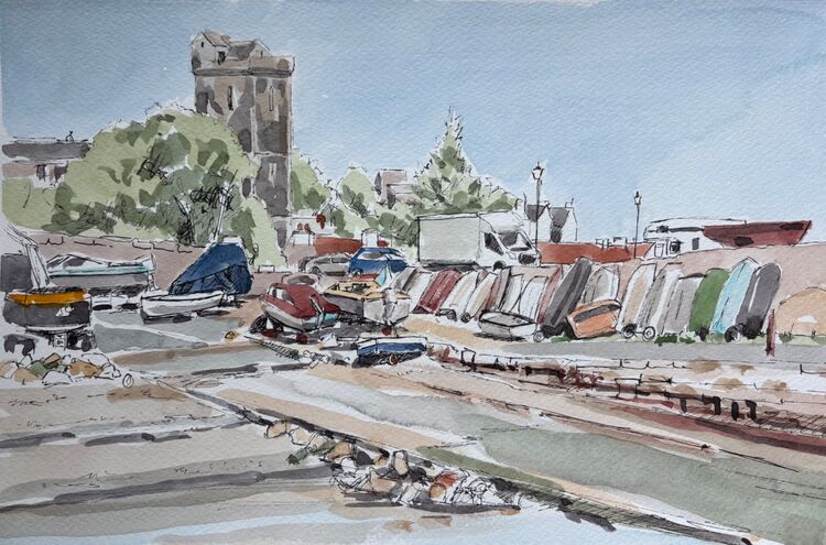 A line of boats, Dysart Harbour