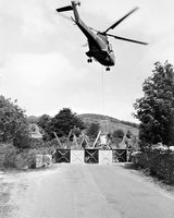 37 British Army Helicopter blocking 'Unapproved Road' at Forkhill