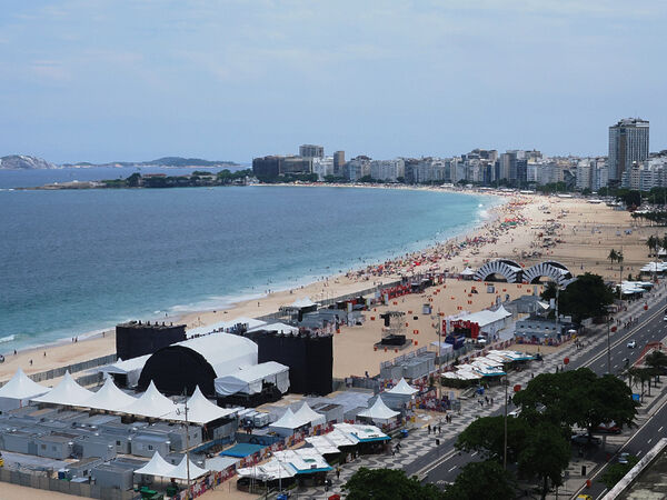 Copacabana beach from the hotel roof pool area