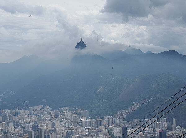Looking back to the statue from Sugar Loaf Mountain