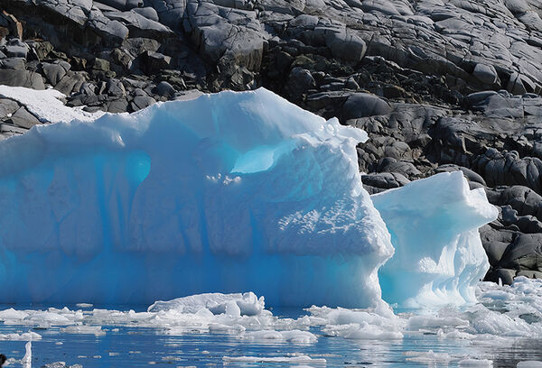 Blue ice in the bay
