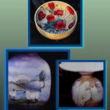 Cats, Sheep & Poppies. Unique wooden Lamp Bases & Bowl