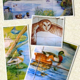 Ducks & Geese on Hand Painted Tiles.