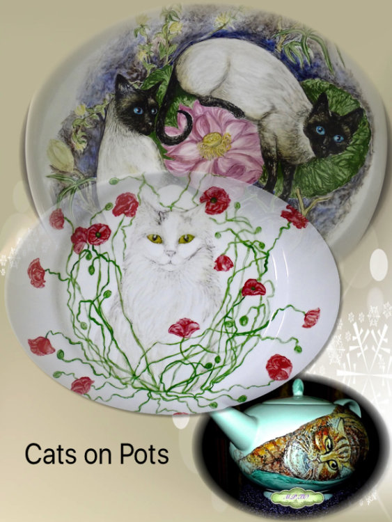 Cats Hand Painted onto China