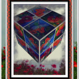 Cube Display of Margaret's Poppy Tiles