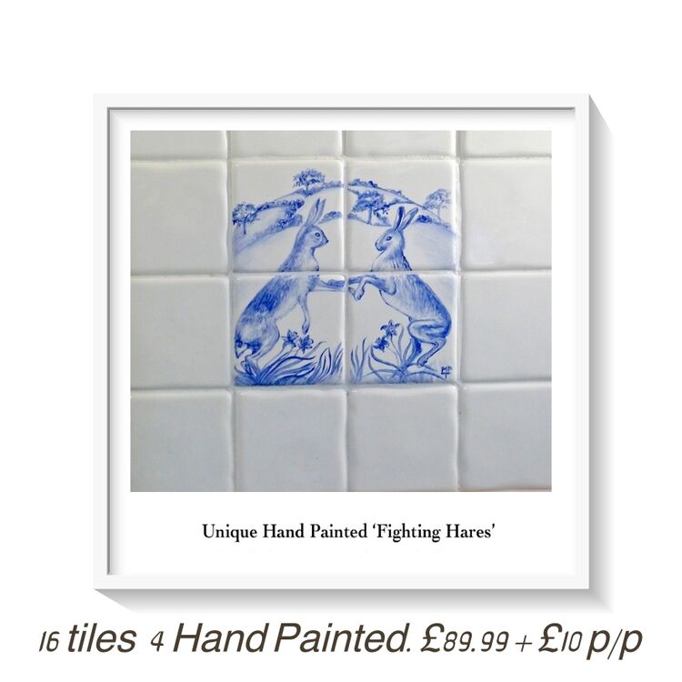 "Fighting Hares" Splashback £89.99 + £10 P&P on 'The Spring Collection'