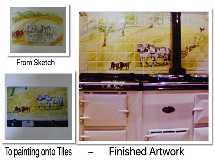 Preparatory Drawing to Completed Unique Mural.