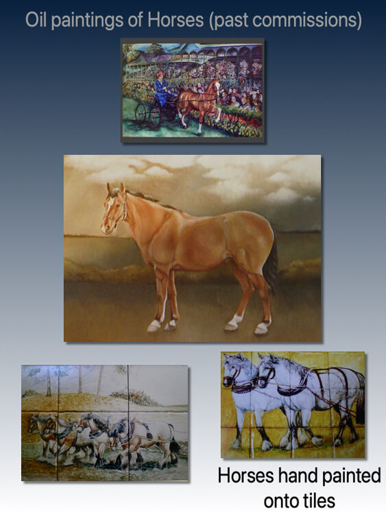 Oil paintings of horses & unique painted Tiles