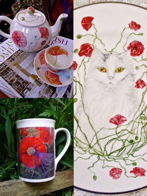 Examples of Hand Painted China and Printed Mug