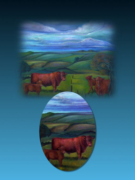 Lincoln Red Cattle Oil Painting N.F.S.