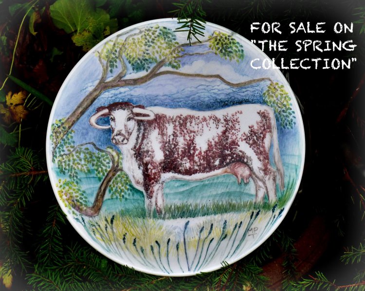 "Longhorn Platter" Unique Hand Painted Platter.