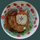Ginger Cat with Poppies