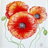 Three Poppies Tile Picture. This is the original design used in a Tile Backsplash.