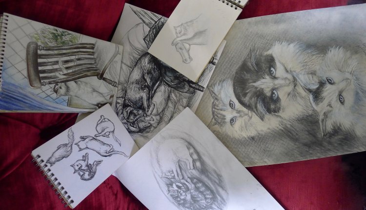 Cats in Art. Drawings and Paintings