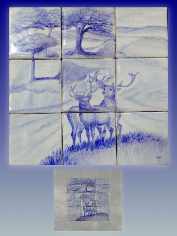 "Two Stags" Hand Painted Tile Splashback. £145.00.
