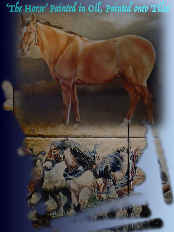 'The Horse' Painted in Oils, Painted onto Tiles