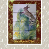 "Leaping Hare" 12 Tile Panel. Sold