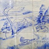 "Two Foxes" 9 Tile Backsplash. Original Hand Painted Tiles £145.00