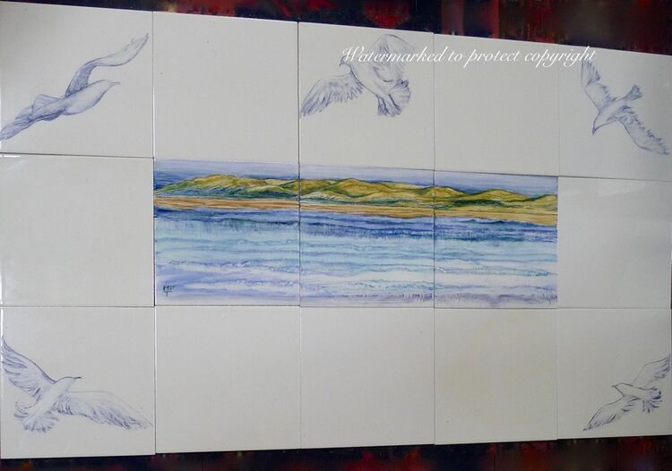 Hand Painted Splashback. Fifteen 6" Tiles.Sale Price £125.00.