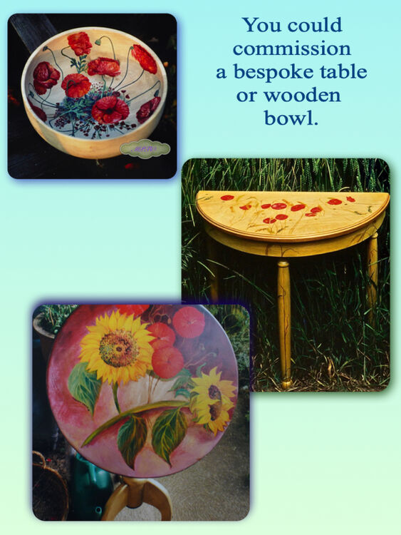 Past Commissions. Hand Painted Table Tops