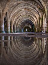 Cellarium reflections Fountains Abbey