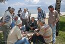 playing dominoes on the shores of Lake Ohrid at Pogradeci, South eastern Albania. - 2010<br><br><br><br><br><br>