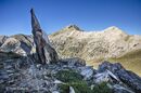 The pyramid of Profitis Ilias, the highest peak in the Taygetos range, seen from the Musgia ridge in the Outer Mani, Messenia, Peloponnese, Greece.<br><br><br><br><br><br><br><br>