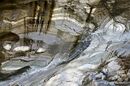 Water running in the bottom of the Pigadia gorge has cut deep into the rock revealing its veined and patterned structure. Taygetos mountains, Outer Mani, Peloponnese, Greece.<br><br><br><br><br><br>