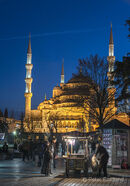 The Hippodrome at night looking towards the blue Mosque, Sultanahmet, Istanbul. <br><br><br><br><br><br>