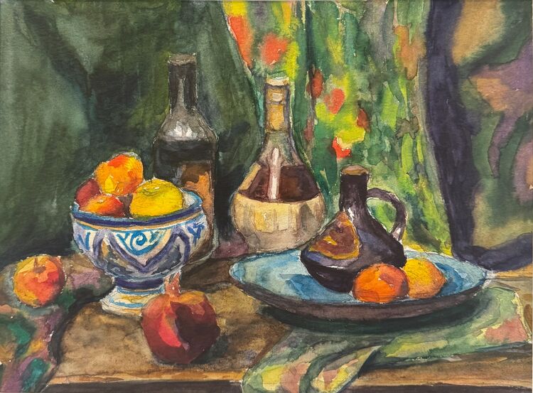 Still Life with Old Wine Bottles