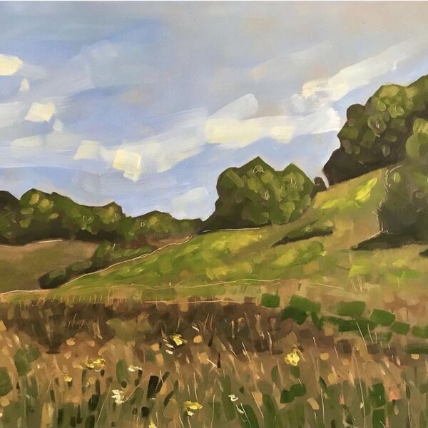 Ringstead Downs expressive oil painting of field