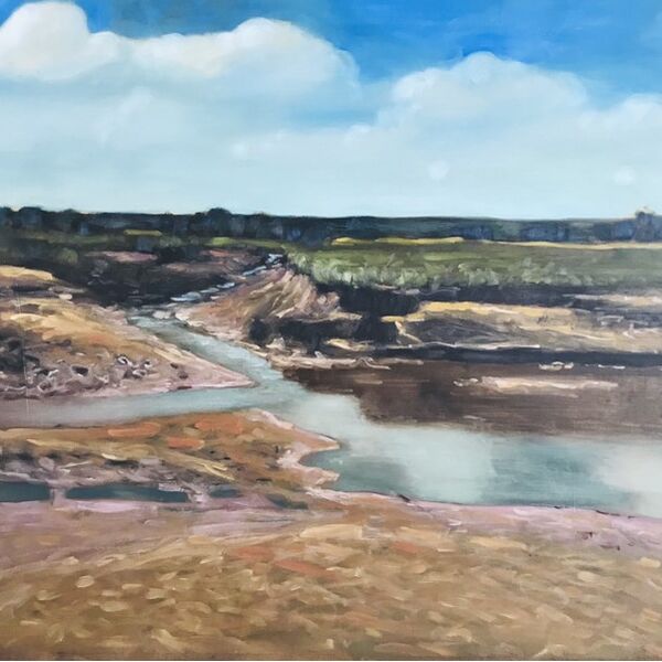 Brancaster marsh impressionist oil painting of marsh