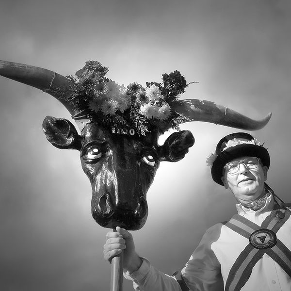 Duncan Drummond, Morris dancer, holding the Ock Street horns, (dated 1700)