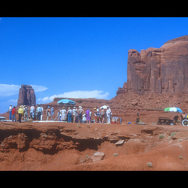 Filming 'Churchill - The Wilderness Years', (UK TV series), Monument Valley, USA 1981