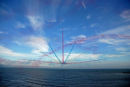 Red Arrows bursting over Lyme Bay