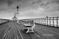 Penarth Pier on a dull day in mono