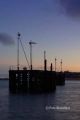 The Semaphore signals at dusk, Cardiff Bay