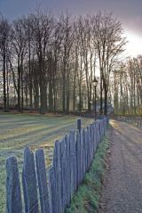 Slate fence on a frosty morning